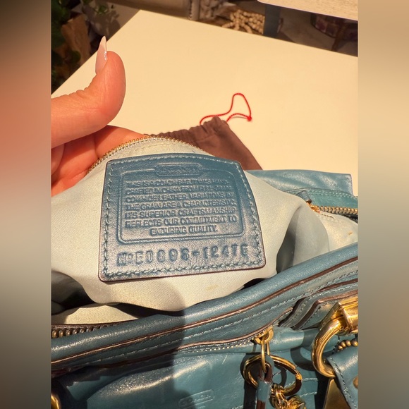 Coach Teal Hampton Lindsay Satchel Bag Vintage Leather Satchel Bag. - Picture 16 of 16